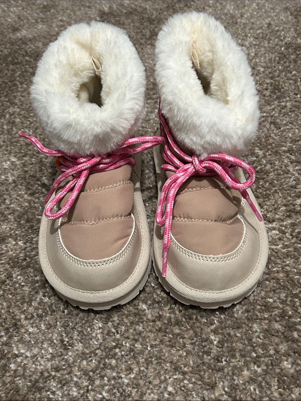 GAP Girls Pink & Cream Faux-Fur Winter Boots